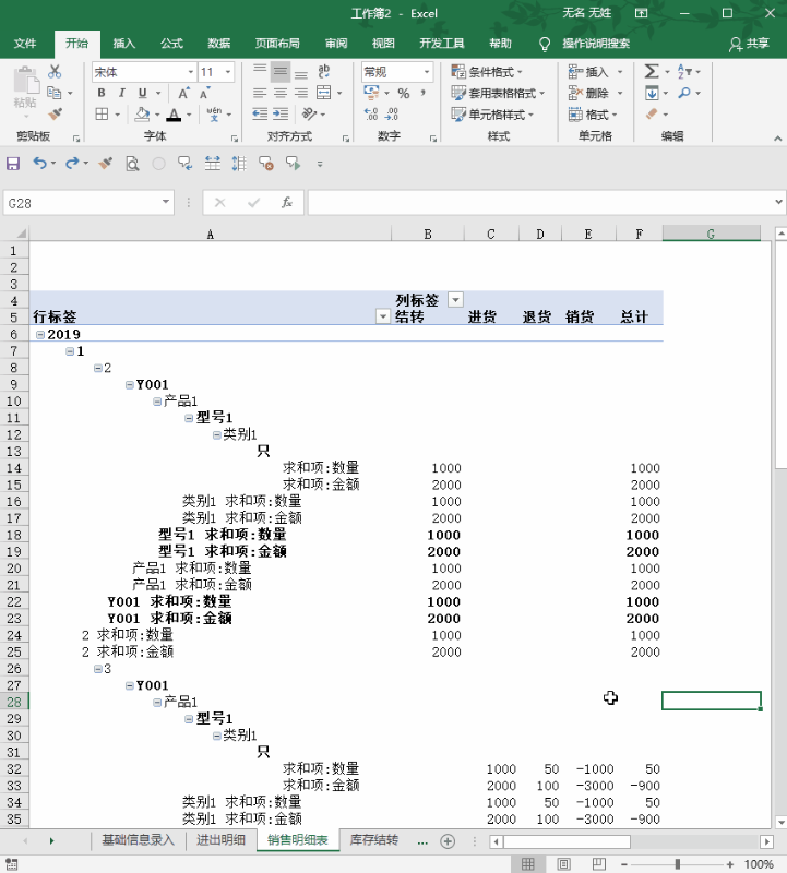 「进销存」如何制作简易的仓库进销存表？